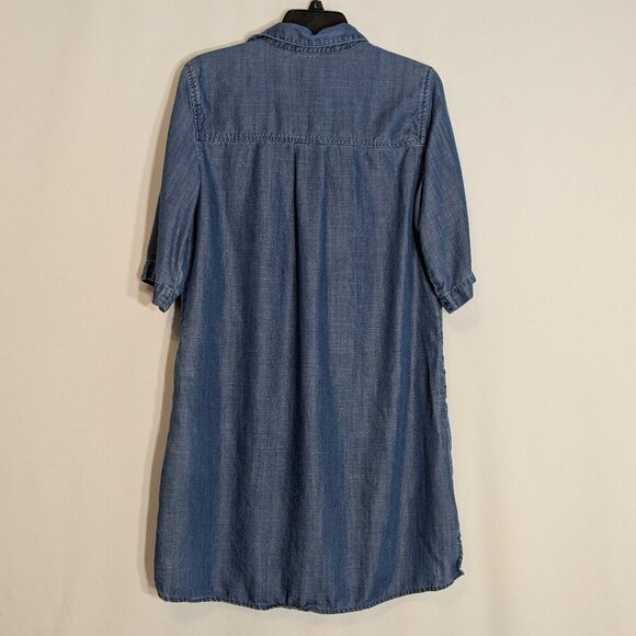 CHELSEA & THEODORE Blue Chambray Short Sleeve Collared Short Dress; Size M - Picture 2 of 5
